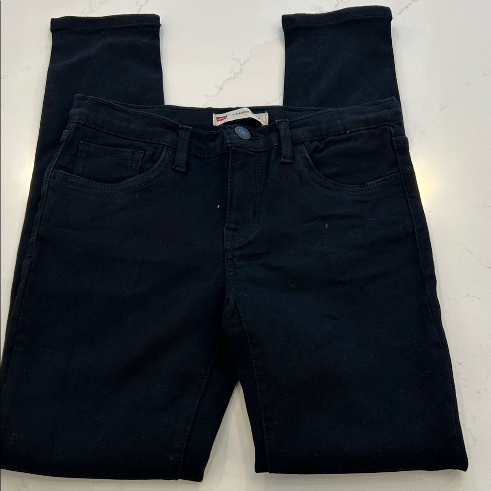 Levi's Girls Black 710 Super Skinny Jeans 12 reg